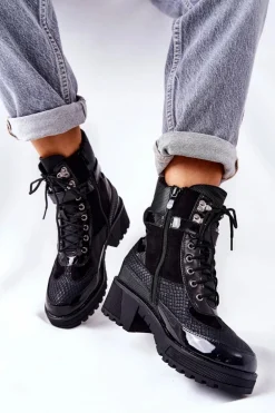 Botki Workery Z Klamrą Czarne Devera