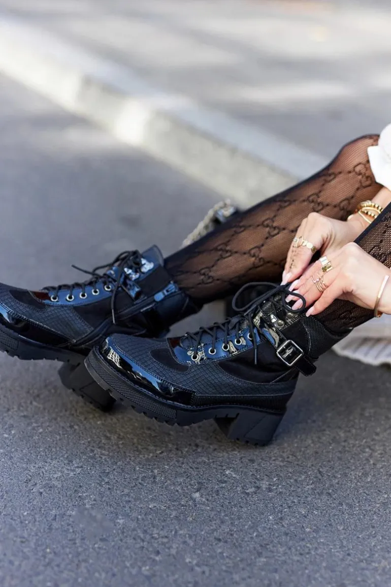 Botki Workery Z Klamrą Czarne Devera