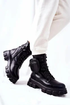 Botki Workery Z Nerką Na Pasku Czarne Lanstrom