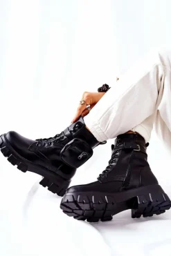 Botki Workery Z Nerką Na Pasku Czarne Lanstrom