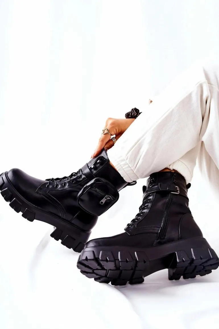 Botki Workery Z Nerką Na Pasku Czarne Lanstrom