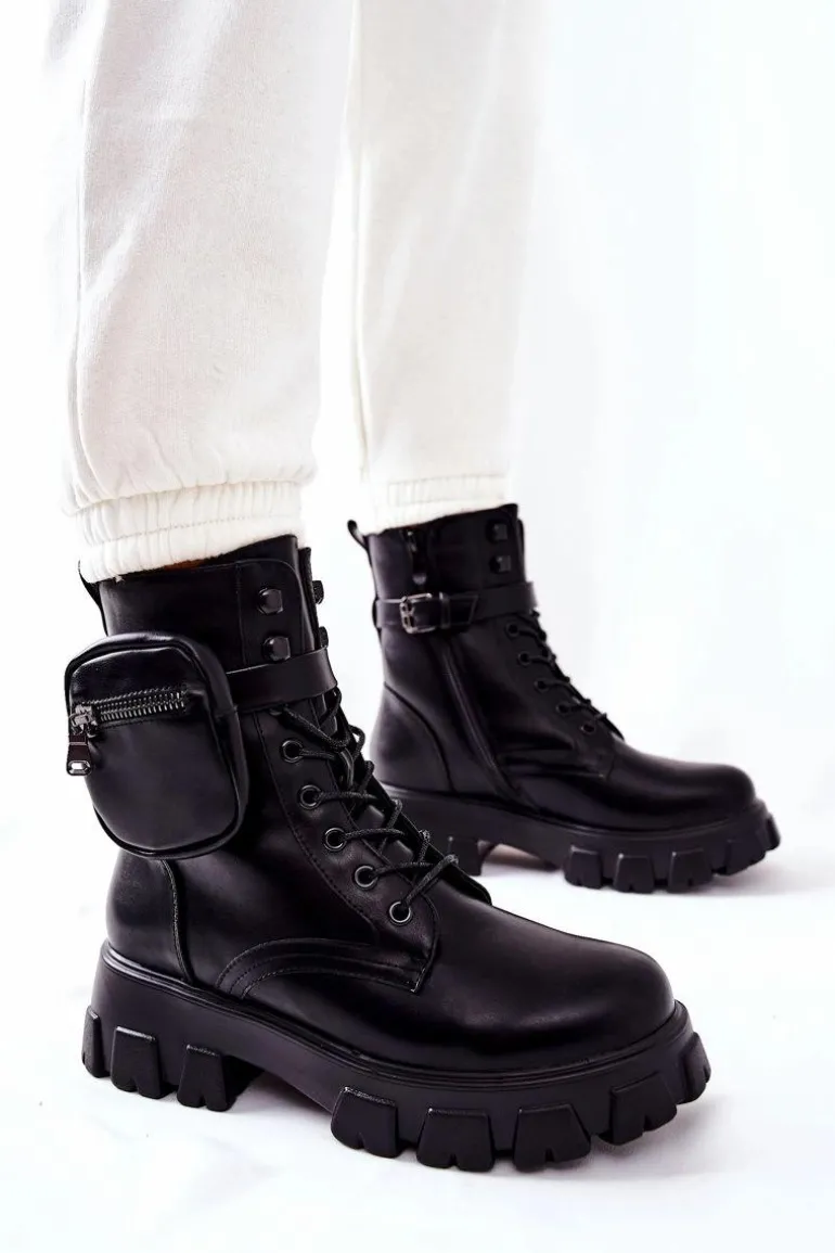 Botki Workery Z Nerką Na Pasku Czarne Lanstrom