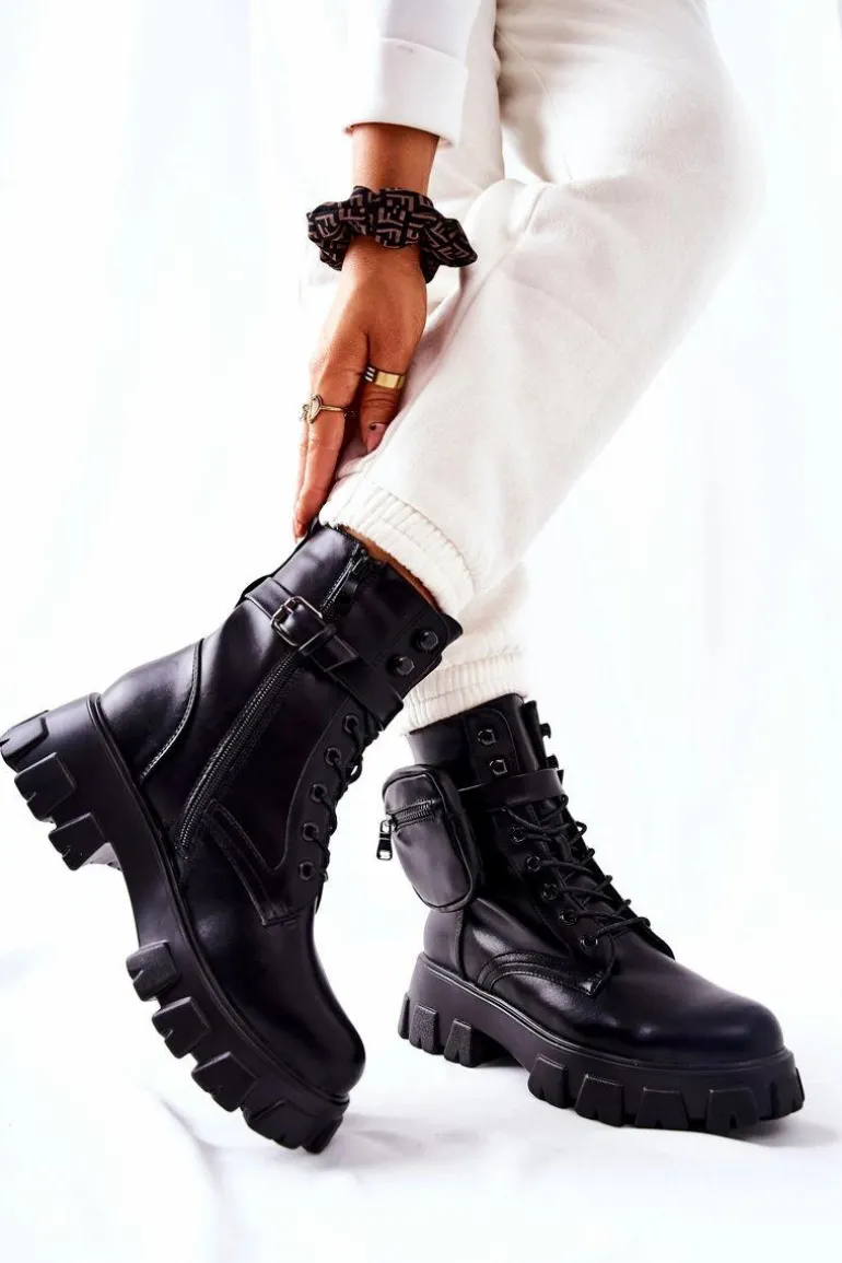 Botki Workery Z Nerką Na Pasku Czarne Lanstrom