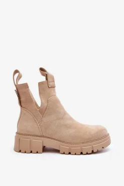 Botki Workery Z Wycięciem Jasnobeżowe Heaven