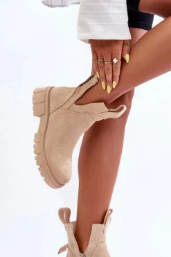 Botki Workery Z Wycięciem Jasnobeżowe Heaven