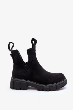 Botki Workery Z Wycięciem Czarne Heaven