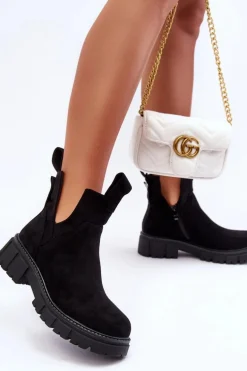 Botki Workery Z Wycięciem Czarne Heaven