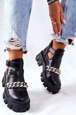 Botki Z Łańcuszkiem Czarne Torment