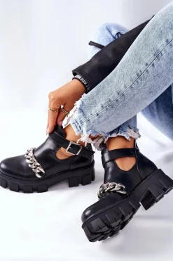 Botki Z Łańcuszkiem Czarne Torment