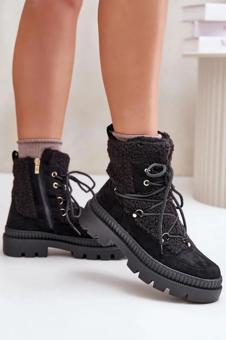 Botki Z Futerkiem Typu Baranek Czarne Merilana