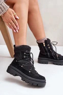 Botki Z Futerkiem Typu Baranek Czarne Merilana