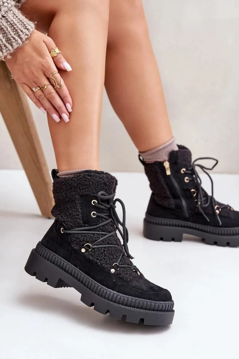 Botki Z Futerkiem Typu Baranek Czarne Merilana