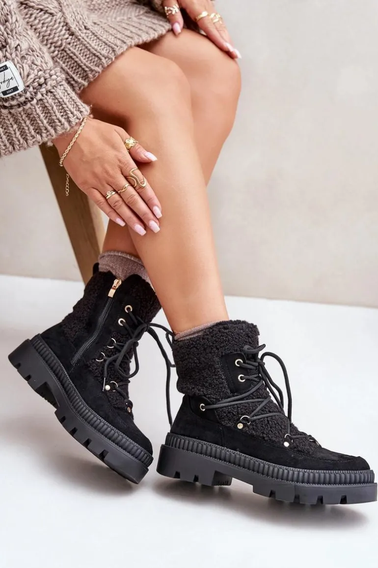 Botki Z Futerkiem Typu Baranek Czarne Merilana