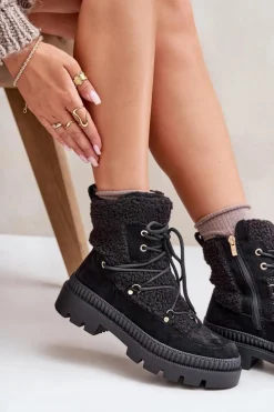 Botki Z Futerkiem Typu Baranek Czarne Merilana