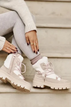 Botki Z Futerkiem Typu Baranek Beżowe Merilana