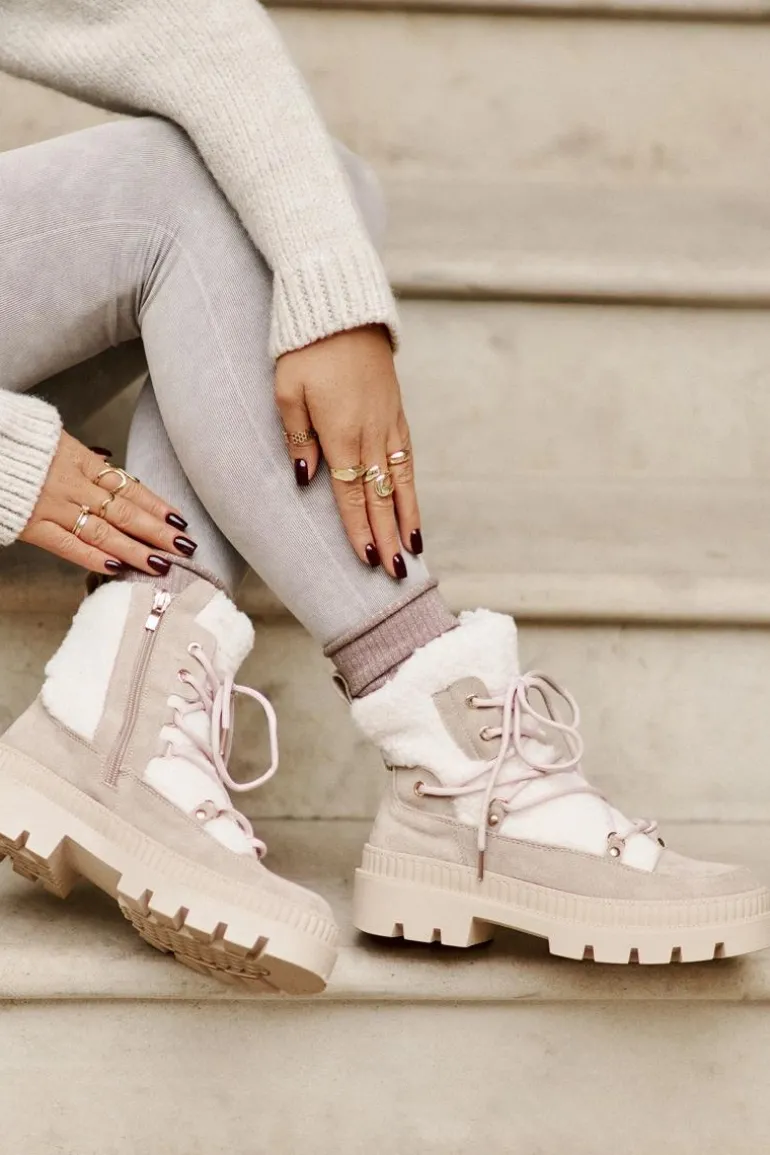 Botki Z Futerkiem Typu Baranek Beżowe Merilana