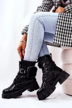 Botki Z Nerką Pikowane Czarne Maureen