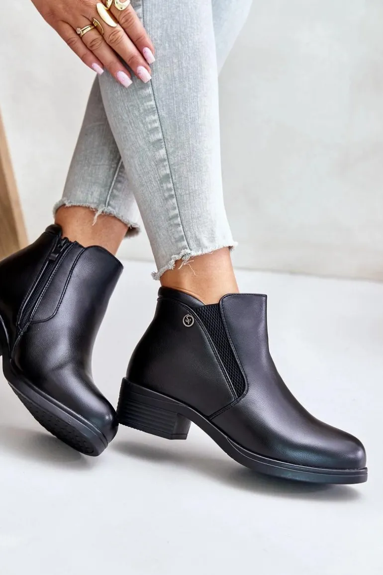 Botki Z Niską Cholewką Ocieplane Futerkiem Vinceza 85150 Czarne