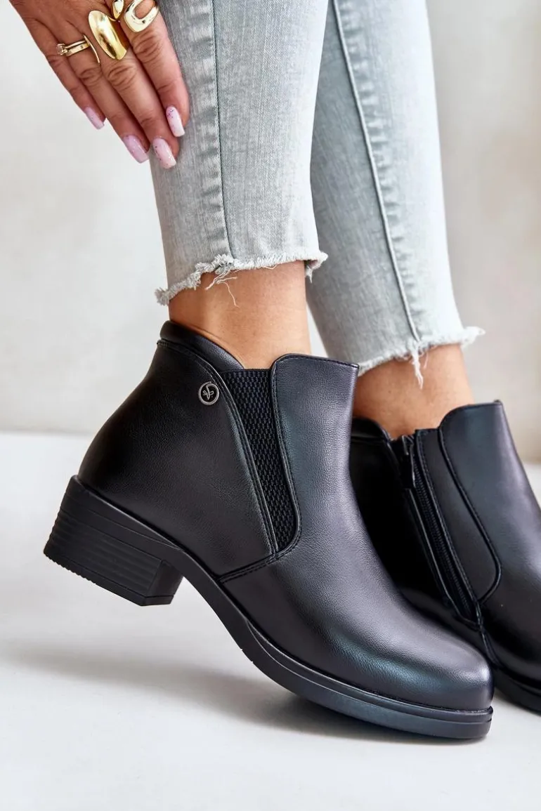 Botki Z Niską Cholewką Ocieplane Futerkiem Vinceza 85150 Czarne