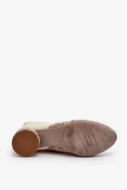 Botki Z Plecionki Na Obcasie Maciejka 04937-22 Jasnobeżowe