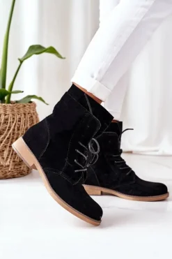 Botki Z Podwójną Cholewką Czarne Violetta