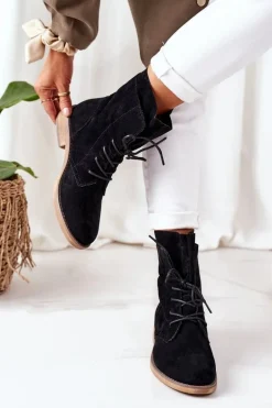 Botki Z Podwójną Cholewką Czarne Violetta