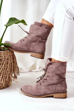 Botki Z Podwójną Cholewką Szare Violetta