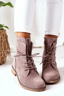 Botki Z Podwójną Cholewką Szare Violetta