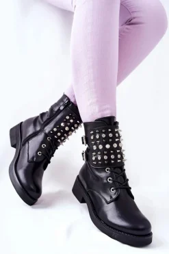 Botki Z Ćwiekami Na Suwak Czarne Laurena