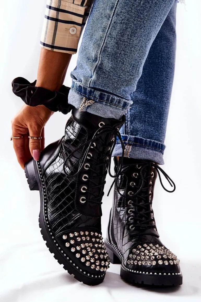 Botki Z Ćwiekami Na Suwak Czarne Sorela