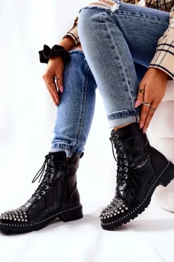 Botki Z Ćwiekami Na Suwak Czarne Sorela