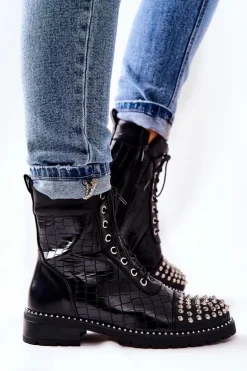 Botki Z Ćwiekami Na Suwak Czarne Sorela