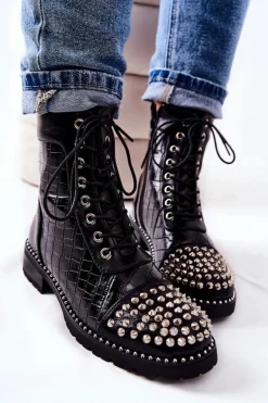 Botki Z Ćwiekami Na Suwak Czarne Sorela