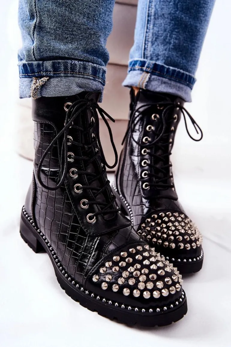 Botki Z Ćwiekami Na Suwak Czarne Sorela