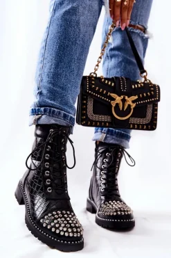 Botki Z Ćwiekami Na Suwak Czarne Sorela