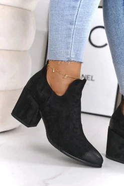 Botki Z Wycięciami Na Słupku Vinceza 21-10558 Czarne