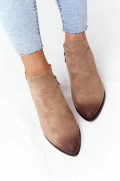 Botki Z Wycięciami Na Słupku Vinceza 21-10558 Beżowe