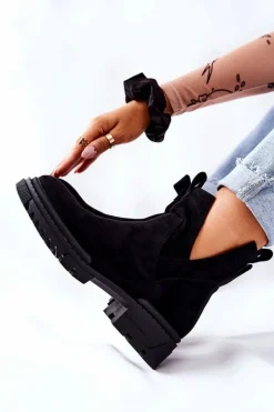 Botki Z Wycięciem Na Suwak Czarne Corano