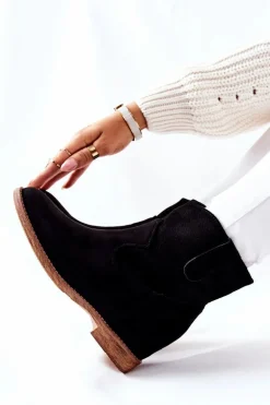 Botki Zamszowe Czarne Polon