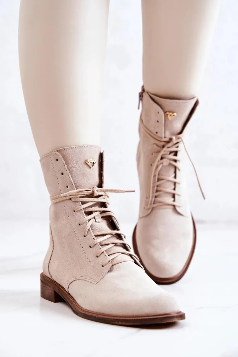 Botki Zamszowe Nicole Jasnobeżowe 2697