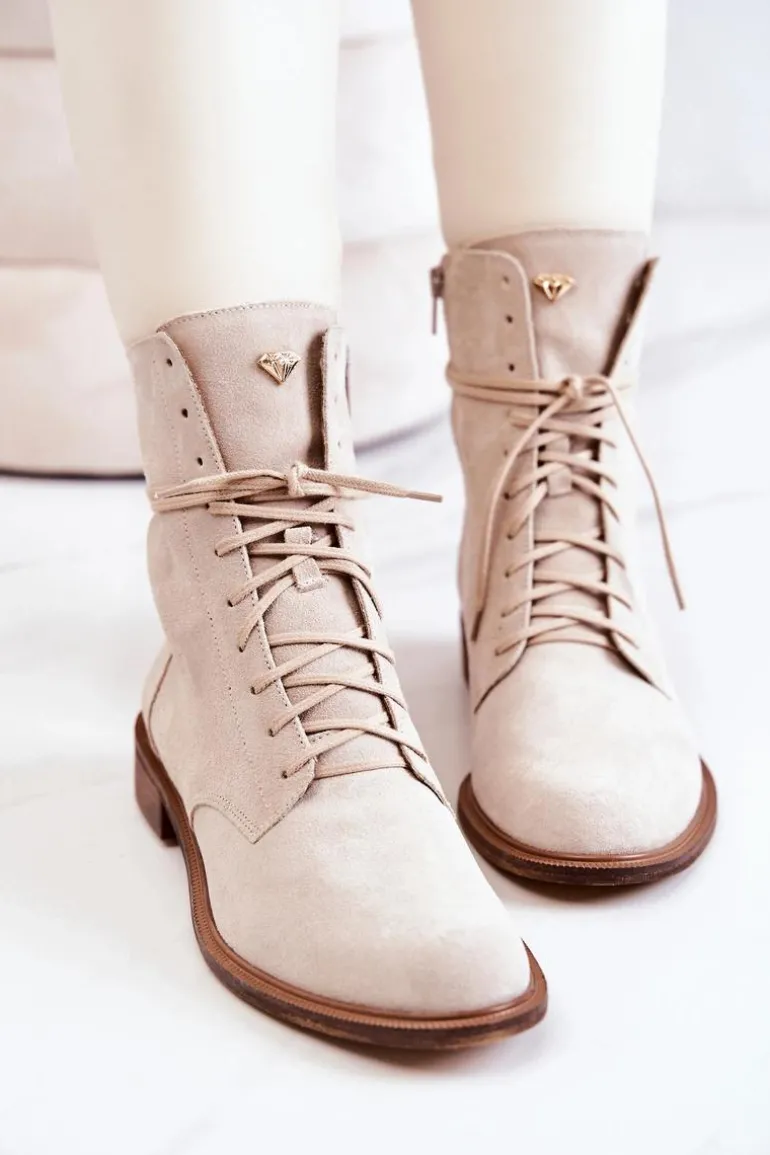 Botki Zamszowe Nicole Jasnobeżowe 2697