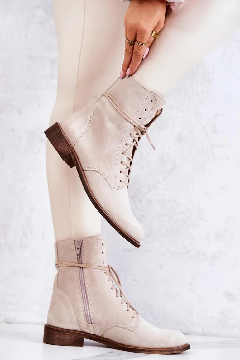 Botki Zamszowe Nicole Jasnobeżowe 2697