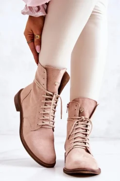 Botki Zamszowe Nicole Różowe 2697