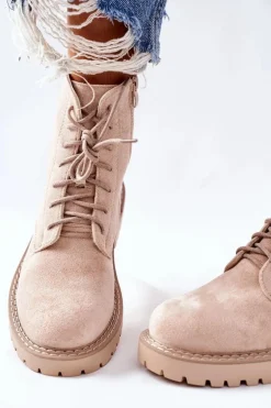 Botki Zamszowe Zamek Beżowe Belados