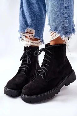 Botki Zamszowe Zamek Czarne Belados