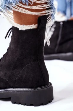 Botki Zamszowe Zamek Czarne Belados