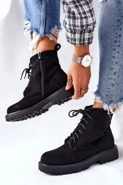 Botki Zamszowe Zamek Czarne Belados