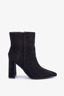 Botki Ze Szpiczastymi Noskami Na Słupku Eko Zamszowe Czarne Artolla