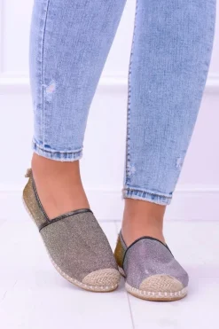 Brokatowe Espadryle Lu Boo Khaki