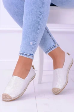 Brokatowe Espadryle Lu Boo Białe